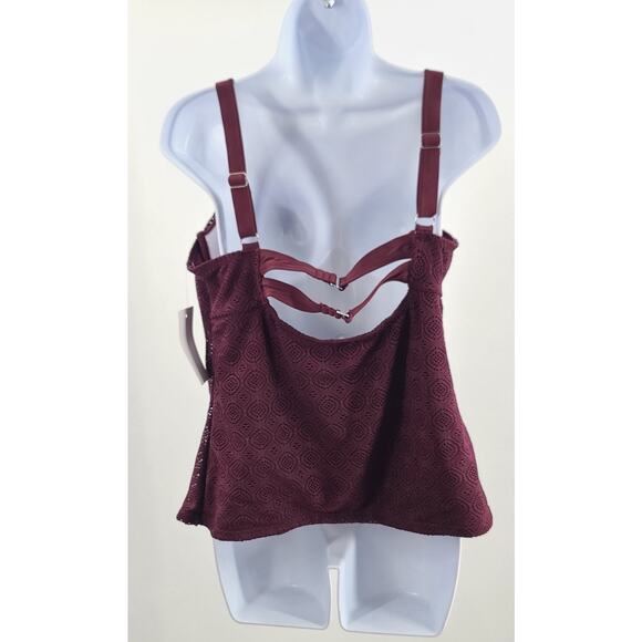 Meet Curve Swim crochet tankini top underwire lined maroon NWT size XL Maroon - Picture 3 of 10